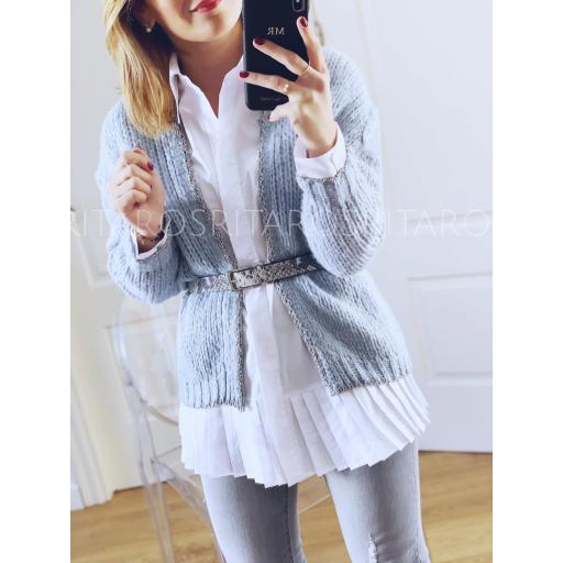 Cárdigan Ribete Plateado (Ref. 1922)