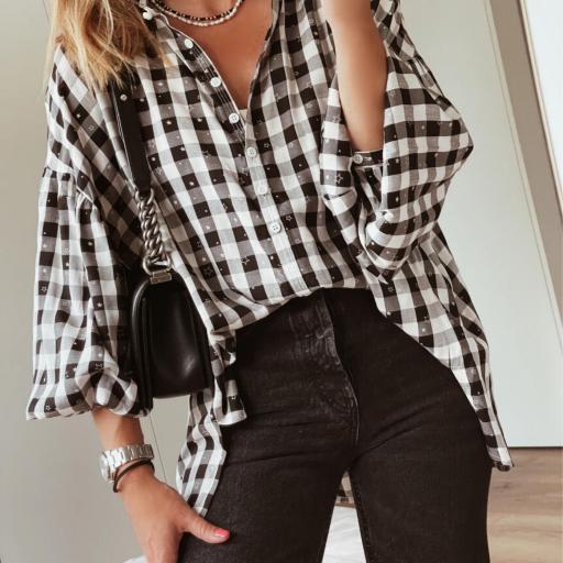 Camisa Oversize Vichy & Stars (Ref.5762) [1]