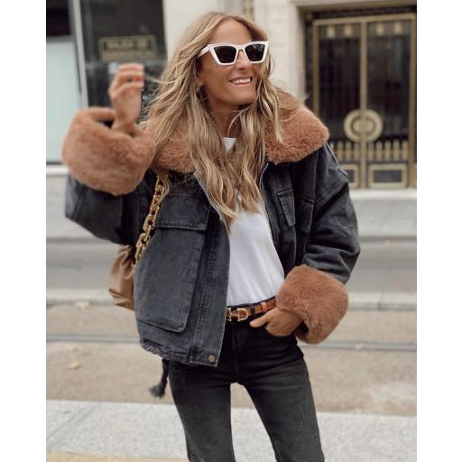 Abrigo Oversize Black Denim (Ref.4290)