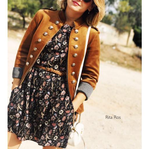 Vestido Flores Negro Flores Marrones ( Ref.1072) [1]