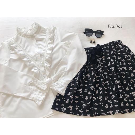 Falda Crepe Flores Negras (Ref.1093) [1]