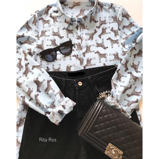 Blusa Azul Cielo Zebras (Ref. 1079-B)