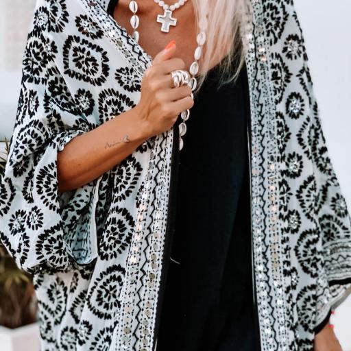 Kimono Bordado Black & White (Ref.4073)