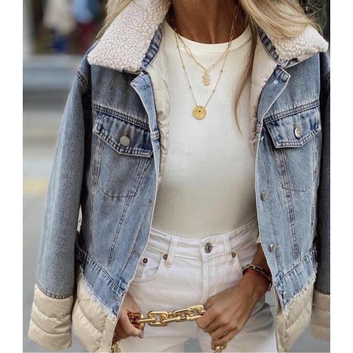 Abrigo Denim & Plumas (Ref.4283)