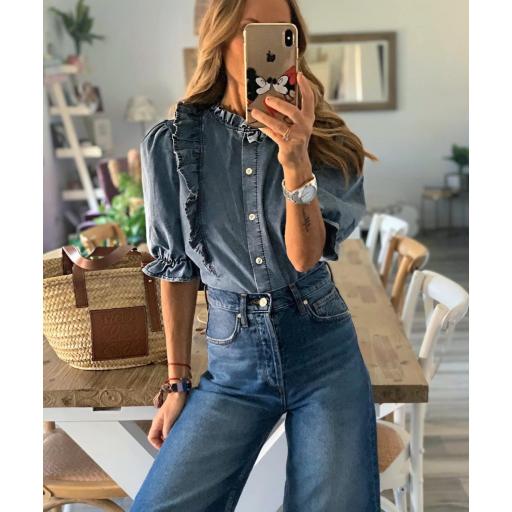 Blusa Denim & Volantes (Ref.3278)