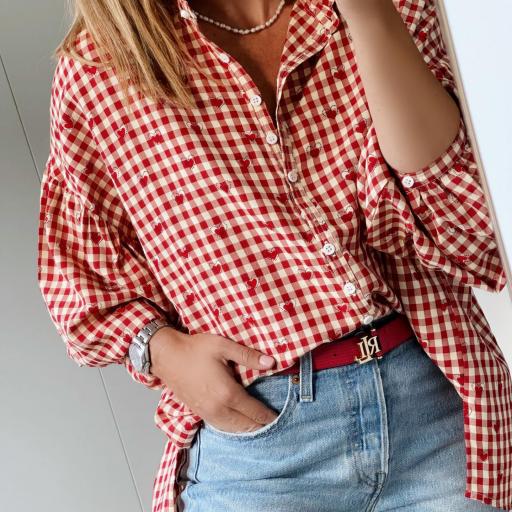 Camisa Oversize Vichy & Hearts (Ref.5780)