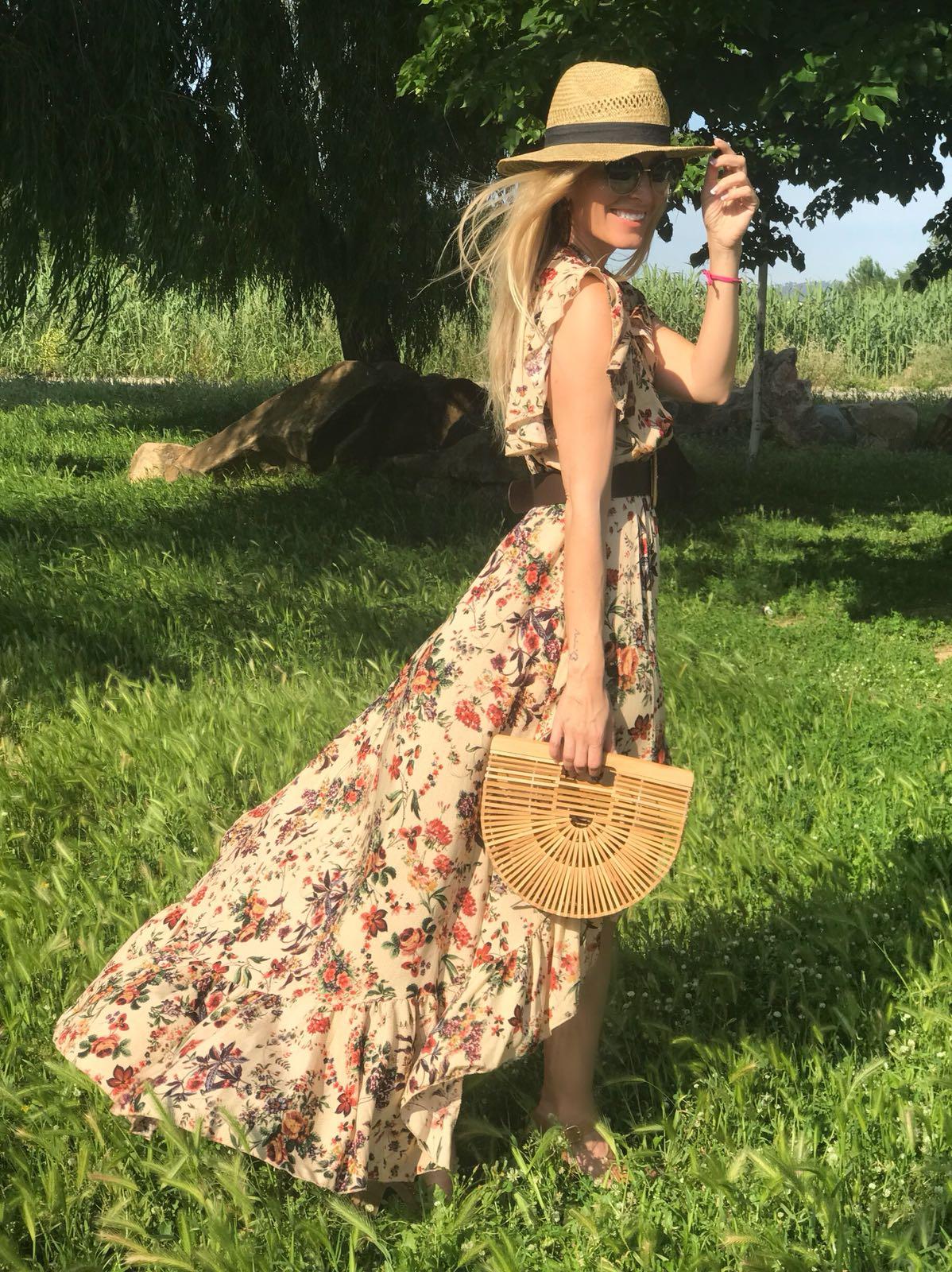 Vestido largo Flowers Tierra (Ref.1421)