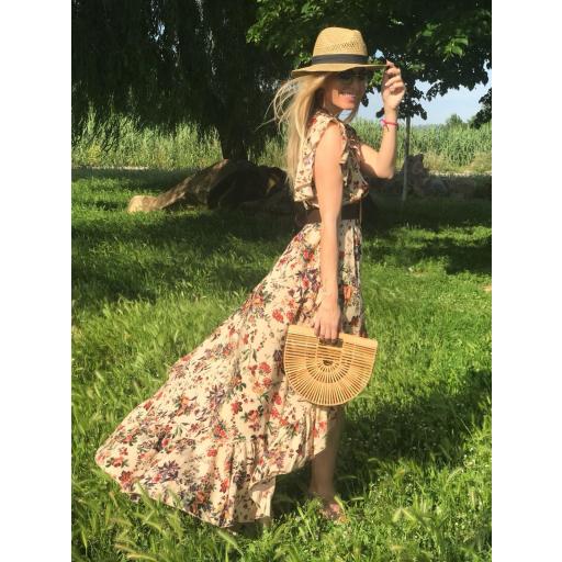 Vestido largo Flowers Tierra (Ref.1421)