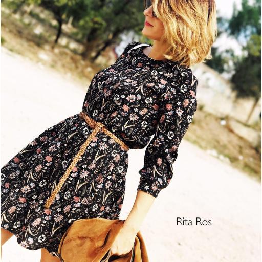 Vestido Flores Negro Flores Marrones ( Ref.1072) [3]