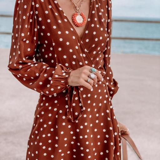 Vestido Cruzado Camel Dots (Ref.4189)