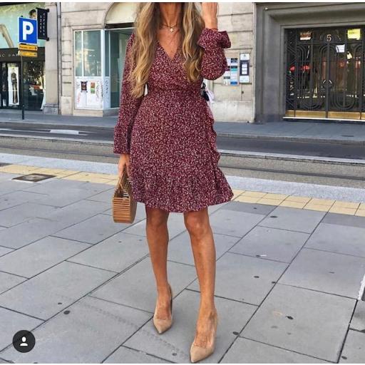 Vestido Crepé Corto Florecitas (Ref. 1041)