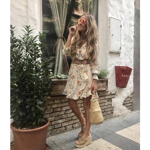 Vestido de Gasa Corto Cruzado Volantes (Ref. 1004)