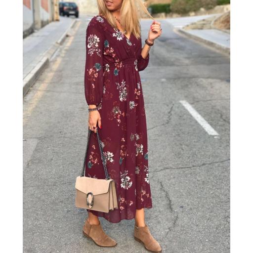 Vestido Largo Cruzado Burdeos (Ref. 1005) [3]