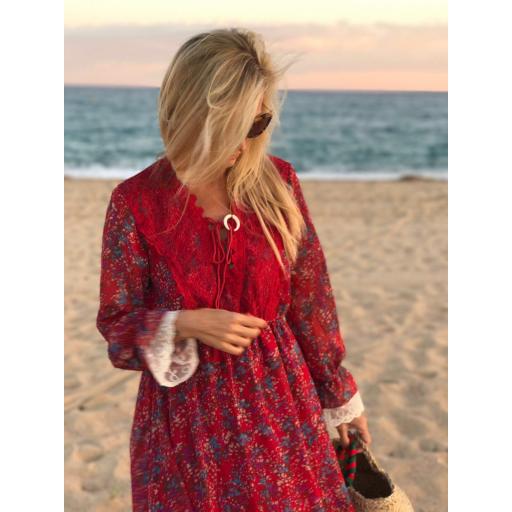 Vestido Largo Flores con Encaje (Ref. 1016) [1]