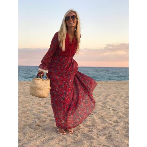 Vestido Largo Flores con Encaje (Ref. 1016) [2]