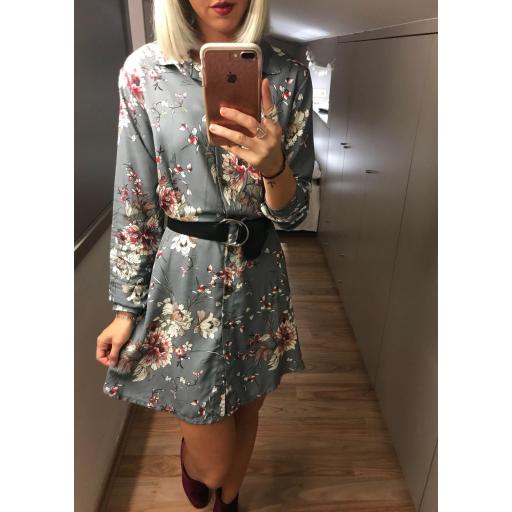 Vestido Camisero Flores Gris (Ref.1082) [1]
