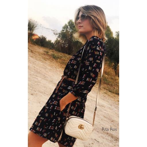 Vestido Azul Marino Plumas (Ref. 1078)