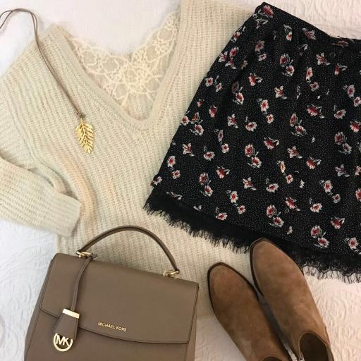 Falda Corta Estampada con Encaje (Ref. 1095)