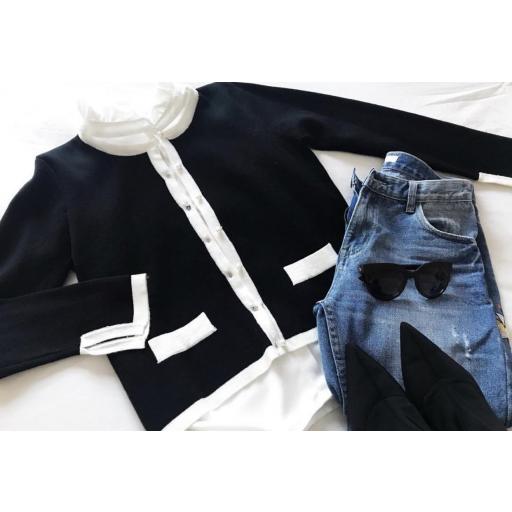 Chaqueta Punto Ribete Blanco (Ref. 1096)