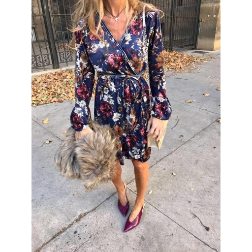 Vestido Terciopelo Flores (Ref. 1075-B)