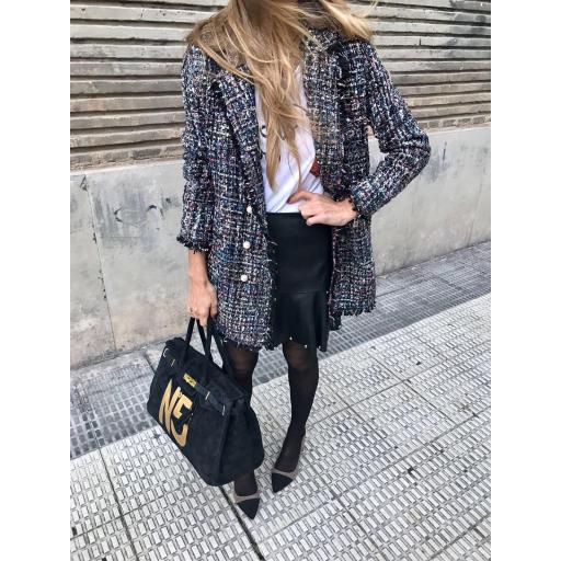 Abrigo en Tweed Multicolor Botones Perlas (Ref. 1113) [1]