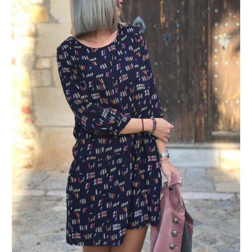 Vestido Azul Marino Plumas (Ref. 1078) [1]