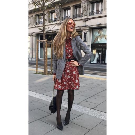 Vestido Flores Granate con Encaje (Ref. 1045) [2]