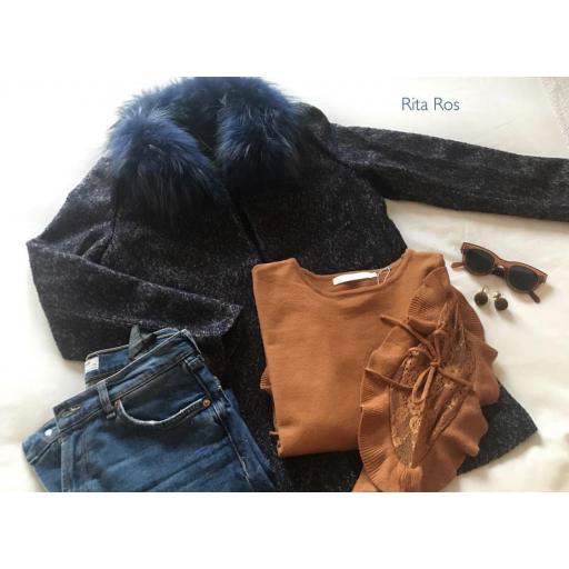 Jersey Camel Mangas con Volante y Encaje (Ref. 1073) [3]