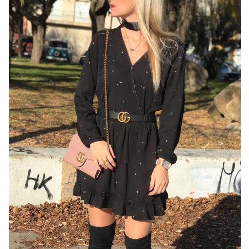 Vestido Negro Estrellitas Doradas (Ref. 1062)