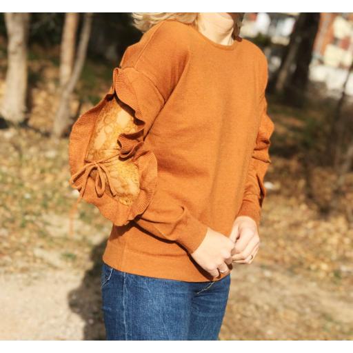Jersey Camel Mangas con Volante y Encaje (Ref. 1073) [1]