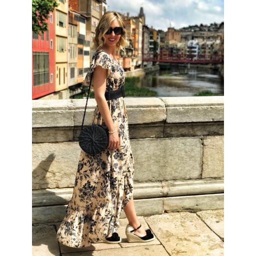 Vestido largo Flowers Black (Ref. 1435)