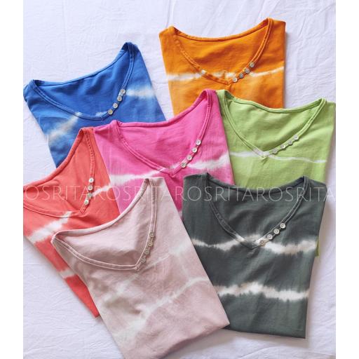 Camiseta Tie Dye Pico Botones (Ref. 2171)