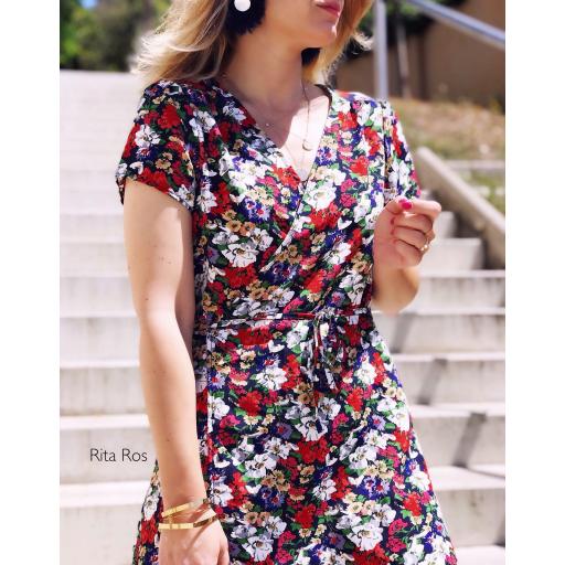 Vestido Cruzado Corto Flores (Ref. 1458) [1]