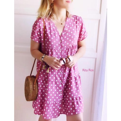 Vestido lunares Frambuesa (Ref. 1443)