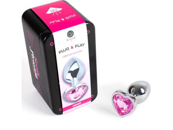 SECRET PLAY - METAL BUTT PLUG CORAZÓN FUCSIA TALLA S 7 CM [1]