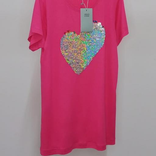 Camiseta EA rosa fucsia con corazon lentejuelaas niña. [0]