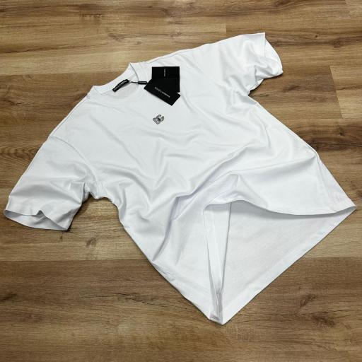Camiseta GD 013/ blanca con logo plastico/ Oversize
