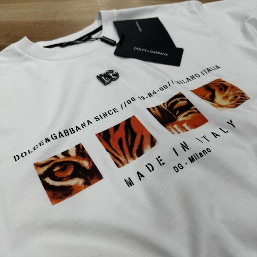 Camiseta GD 018/ color blanco/ estampado tigre logotipo plastico/ oversize [1]