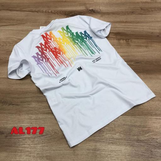 Camiseta AMR blanca estampada. MO