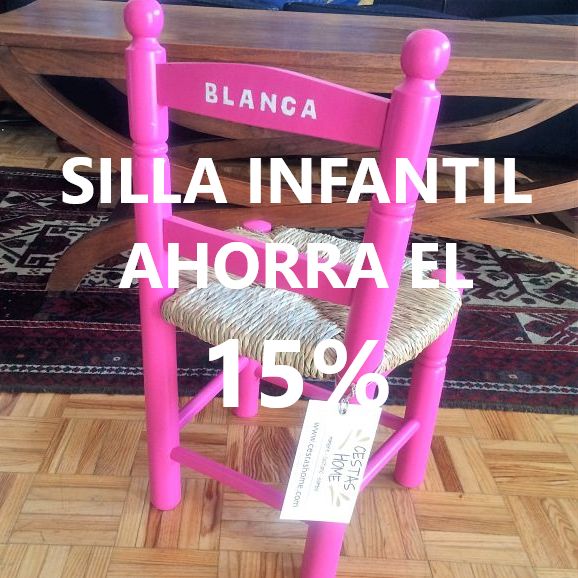 Silla infantil madera asiento anea color rosa regalo niño niña