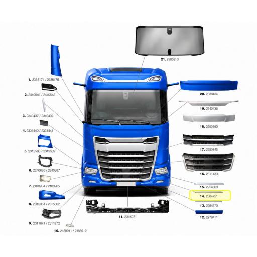 MOLDURA CENTRAL DE LA CALANDRA INFERIOR DAF XD, XF, XG Y XG+ [3]