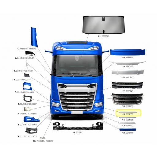 MOLDURA SUPERIOR DE LA CALANDRA INFERIOR DAF XD, XF, XG Y XG+ [3]