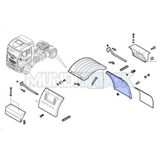 MEDIO GUARDABARROS TRASERO PARTE TRASERA SOPORTE INTERNO CORTO - IVECO (VARIOS MODELOS) [1]