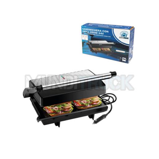 SANDWICHERA CON GRILL 250W 24V ENCHUFE MECHERO PARA CAMION