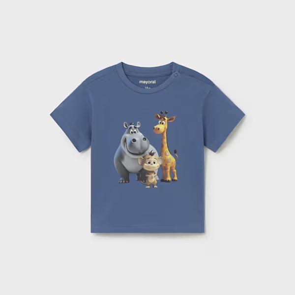 Camiseta aplique animalitos manga corta bebé
