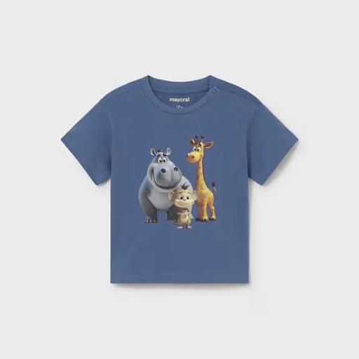 Camiseta aplique animalitos manga corta bebé