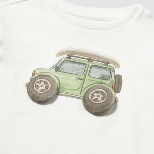 Camiseta aplique coche manga corta bebé  [2]