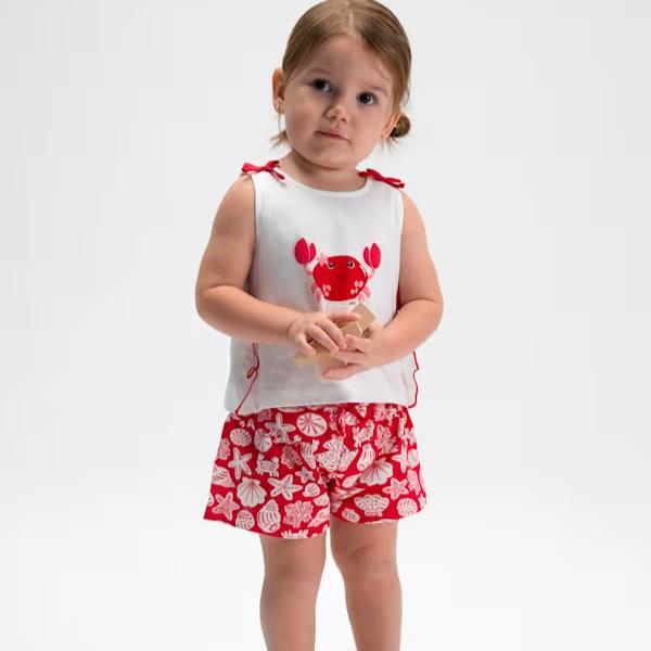 Conjunto short estampado y camiseta tirantes bebé