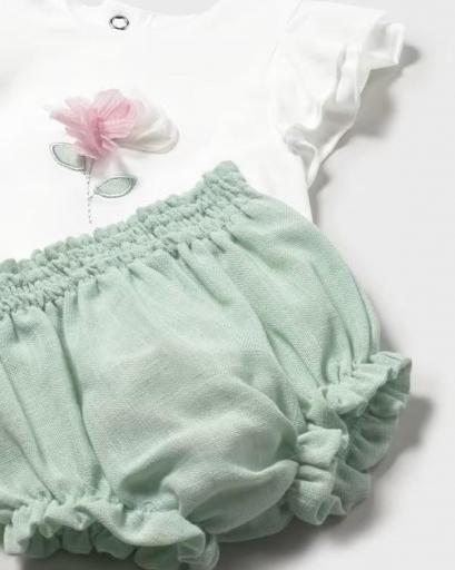 Conjunto pantalón corto y camiseta flor recién nacida  [2]