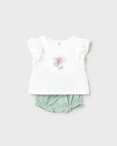 Conjunto pantalón corto y camiseta flor recién nacida  [0]